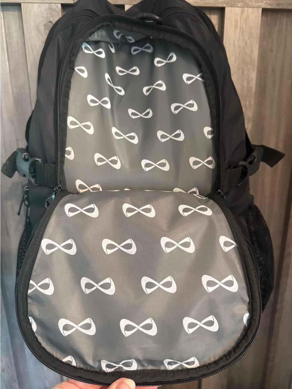 Nfinity Black Cheer Backpack - Classic Logo Unisex Daypack - Picture 5 of 5